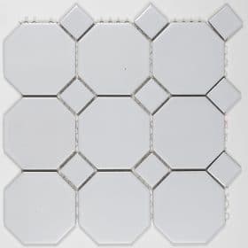 Octagon 9,7x9,7 White/White Klassinen kahdeksankulmainen laatta